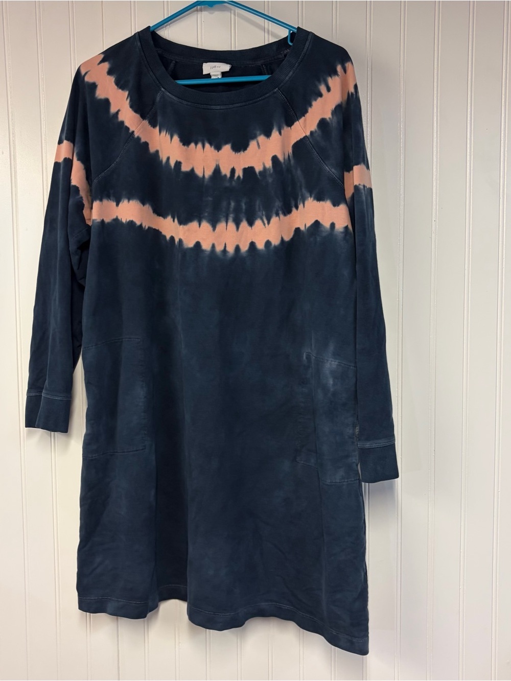 J Jill Fit Tie-Dye Navy & Peach Sweatshirt Dress Large